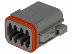 Connector: wire-wire | plug | female | DT | PIN: 8 | IP68 | for cable | grey