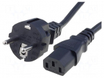Cable | 3x1mm2 | CEE 7/7 (E/F) plug,IEC C13 female | PVC | 2.5m | 10A