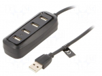 Hub USB | USB A socket x4,USB A plug | USB 2.0 | PnP | black | 480Mbps