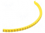Marker: cable | Marking: 0 | 1.3&divide;3mm | PVC | yellow | leaded | PA-02 | L: 3mm