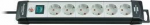 Brennenstuhl Premium line, power outlet with 6xCEE 7/4, 1xCEE 7/7, central switch, pet protection, 5m, black / gray  1951560101 / GT-456