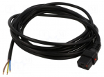 Cable | IEC C19 female,wires | 5m | with IEC LOCK locking | black