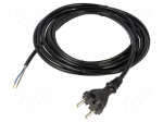 Cable | 2x1mm2 | CEE 7/17 (C) plug,wires | PUR | 4m | black | 10A | 230V