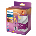 PHILIPS LED stikla 60W G95 E27 caurspīdīga Warm Glow dimmējama CRI90 spuldze 8719514323957 929003010901