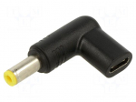 Adapter | USB C socket,DC 5,5/2,5 plug | black | angular | 100W | 5A