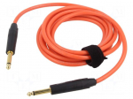 Cable | Jack 6,3mm 2pin plug,both sides | 3m | orange | 0.25mm2