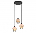 Trio Borka piekarama lampa 3-pc E27 natural color/rattan brushed steel R31263336 4017807556131