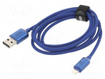 Cable | USB 2.0 | Apple Lightning plug,USB A plug | 1.2m | blue | 2.4A