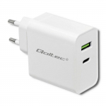 Qoltec 51718 Charger | 45W | 5-20V | 2.4-3A | USB type C PD | USB | White