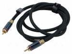 Cable | RCA plug,both sides | 1.5m | Plating: gold-plated | black