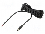 Cable | 2x0.5mm2 | DC 5,5/2,1 plug | straight | black | 3m | -20&divide;80&deg;C | Cu