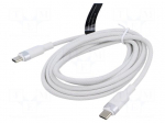 Cable | USB 2.0 | USB C plug,both sides | nickel plated | 2m | white