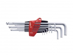 Wiha L-key set in ProStar holder Hexagonal ball end matt chrome-plated 9-pcs. (07185)