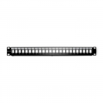 Qoltec Patch panel RACK | 24 ports | UTP blank | Black