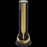 Prestigio Maggiore, smart wine opener, 100% automatic, opens up to 70 bottles without recharging, foil cutter included, premium design, 480mAh battery, Dimensions D 48*H228mm, black + gold color.