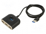 Hub USB | USB A socket x4,USB B micro socket | black | 1m | ABS