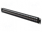Patch panel | black | Number of ports: 24 | 19" | F socket x24 | RACK