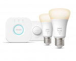 Philips HueW 9.5W A60 E27 2 spuldzes + Bridge + slēdzis 929002469210 8719514329928