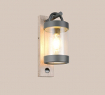Trio Sambesi sienas lampa E27 anthracite/wood motion sensor 204169135 4017807647600