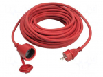 Extension lead | 3G1.5mm2 | 5m | rubber | red | Sockets no: 1 | with flap