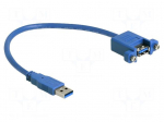 Cable | USB A socket,USB A plug | 0.25m | blue | 24AWG,30AWG | 5Gbps