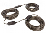 Cable | USB 2.0 | USB A socket,USB A plug | 30m | black | 22AWG,26AWG