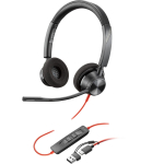 HP Poly Blackwire 3320 USB-C stereo headset + USB-C/A adapter (black)