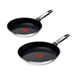 Tefal pan set Emotion stainless steel, 2 pieces (black/stainless steel, Ř 28cm, Ř 24cm)