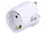 Adapter | Out: EU | Plug: with earthing | Colour: white | Input: UK