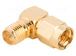 Adapter | RP-SMA female,SMA male | PTFE | 50&Omega; | brass | gold | 18GHz