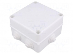 Enclosure: junction box | X: 133mm | Y: 133mm | Z: 83mm | polypropylene