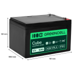 Electrical goods Green cell  Greencell AGM VRLA 12V 12Ah maintenance-free battery for cash registers  toys  cameras (151x98.5x95mm)