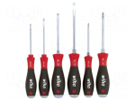 Kit: screwdrivers | Pcs: 6 | Phillips,slot | for impact