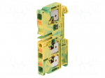Splice terminal: rail | 6mm2 | ways: 1 | terminals: 3 | yellow-green