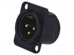Socket | XLR | male | PIN: 3 | flange (2 holes),for panel mounting
