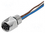Connector: M8 | 0.5m | female | PIN: 4 | for panel mounting,screw | E | 4A