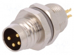 Connector: M8 | male | PIN: 4 | for panel mounting,rear side nut