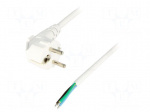 Cable | CEE 7/7 (E/F) plug angled,wires | 4m | white | PVC | 3x1,5mm2