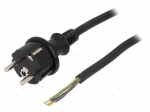 Cable | SCHUKO plug,CEE 7/7 (E/F) plug,wires | 4.5m | black | rubber