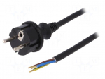 Cable | SCHUKO plug,CEE 7/7 (E/F) plug,wires | 5m | black | PVC | 16A