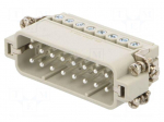 Connector: HDC | contact insert | male | CDA | PIN: 16 | 16A | 600V | 16+PE