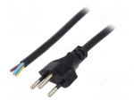 Cable | 3x1mm2 | wires,SEV-1011 (J) plug | PVC | 3m | black | 10A | 250V