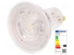 LED lamp | white cold | GU10 | 230VAC | 350lm | P: 4.8W | 36&deg; | 6500K