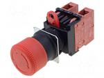Switch: emergency stop | 22mm | Stabl.pos: 1 | NC x2 | red | 3A/230VAC