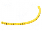 Marker: cable | Marking: 1 | 1.3&divide;3mm | PVC | yellow | leaded | PA-02 | L: 3mm