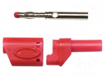 Laboratory connector: 4mm banana | plug | 40A | 1kVAC | red | soldered