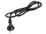 Cable | 2x1.5mm2 | CEE 7/17 (C) plug,wires | PUR | 1.5m | black | 16A