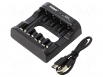 Charger: for rechargeable batteries | Li-Ion | 1.5V | 5VDC