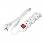 Elektrimaterjalid | Kaablid, Jaotuss&uuml;steemid ja T&ouml;&ouml;riistad // Elektri laiendid, Pikendusjuhtmete, hajutuste ja UK ja USA adapterite komplekt // Przedłużacz 3-krotny 2P+Z (Schuko) z wyłącznikiem, 1,5m H05VV-F 3x1,5mm2, Imax=16A, płaska wtyczka, biały
