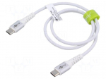 Cable | USB 2.0 | USB C plug,both sides | 0.5m | white | silicone | 60W